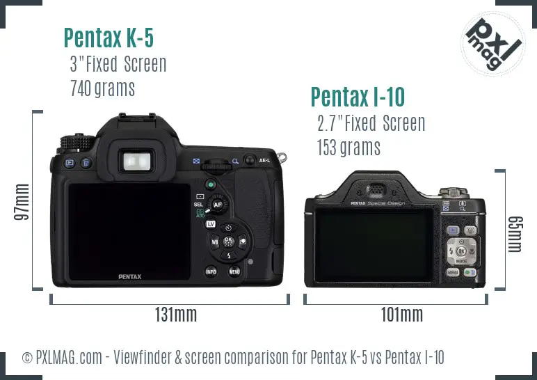 Pentax K-5 vs Pentax I-10 Screen and Viewfinder comparison