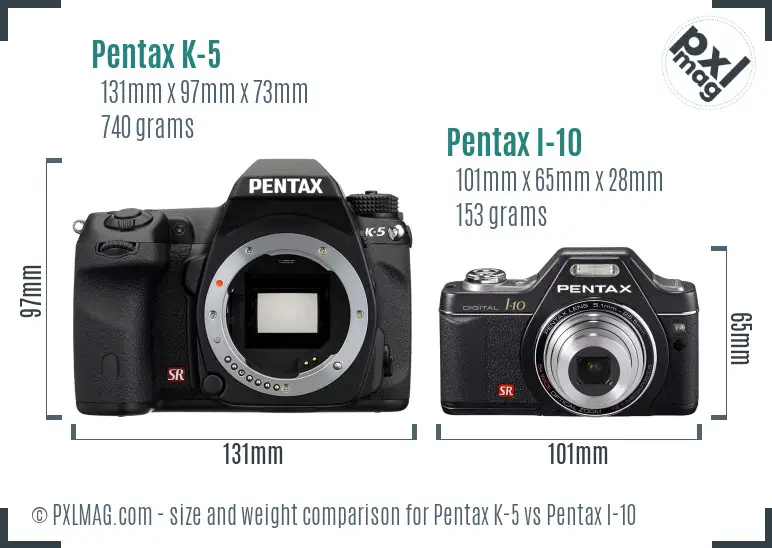 Pentax K-5 vs Pentax I-10 size comparison