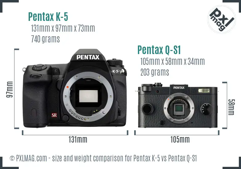 Pentax K-5 vs Pentax Q-S1 size comparison