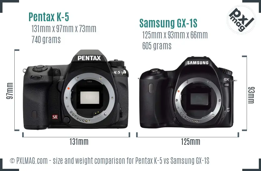 Pentax K-5 vs Samsung GX-1S size comparison