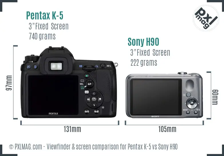 Pentax K-5 vs Sony H90 Screen and Viewfinder comparison