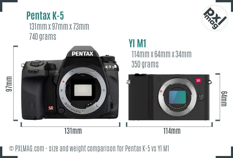 Pentax K-5 vs YI M1 size comparison Pentax K-5 vs YI M1 size comparison