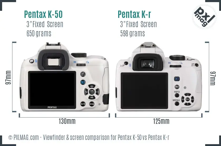 Pentax K-50 vs Pentax K-r Screen and Viewfinder comparison