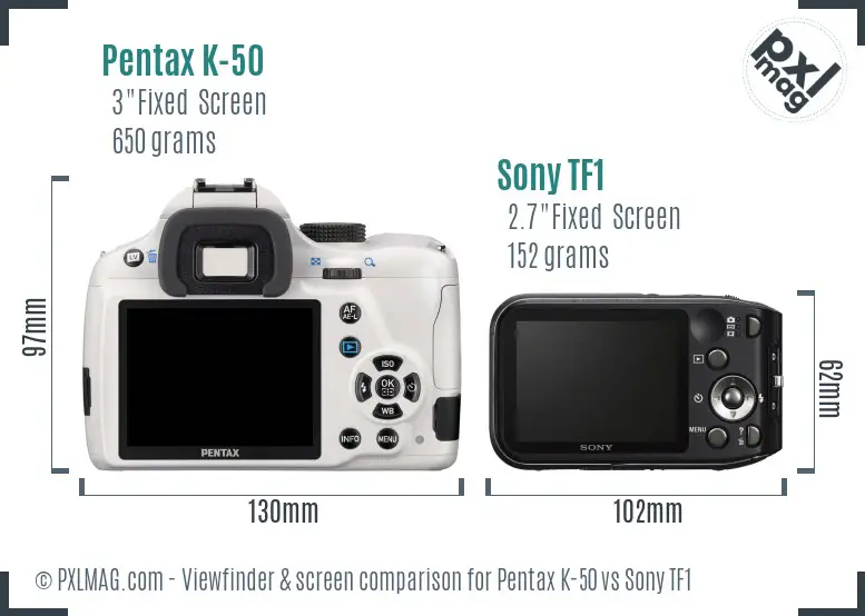 Pentax K-50 vs Sony TF1 Screen and Viewfinder comparison
