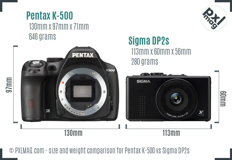 Pentax K-500 vs Sigma DP2s size comparison