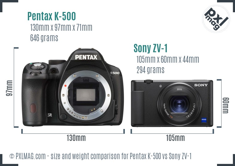 Pentax K-500 vs Sony ZV-1 size comparison Pentax K-500 vs Sony ZV-1 size comparison