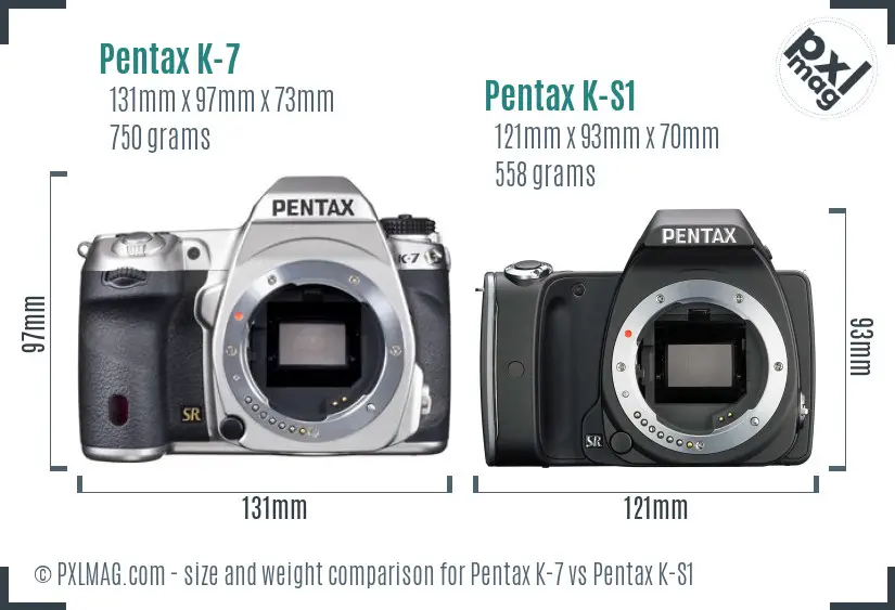 Pentax K-7 vs Pentax K-S1 size comparison