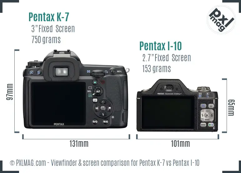 Pentax K-7 vs Pentax I-10 Screen and Viewfinder comparison