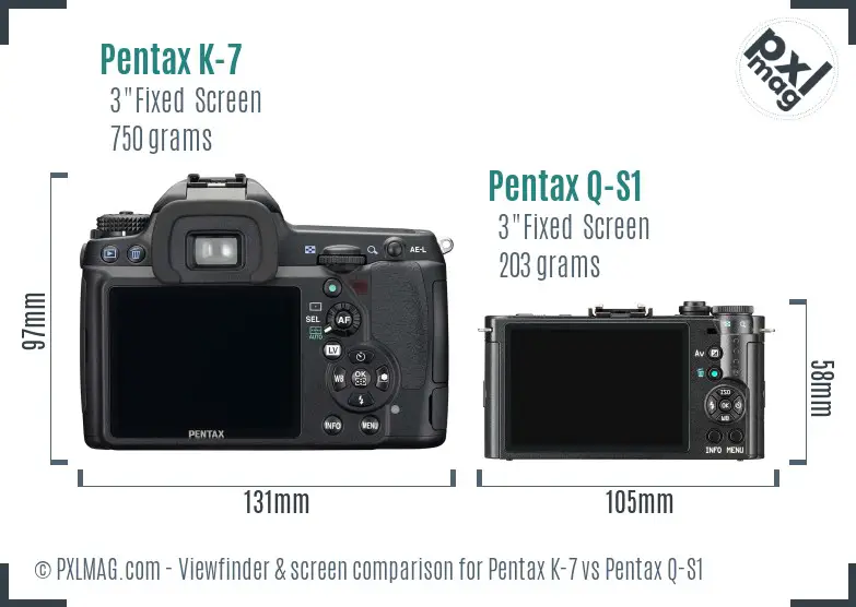 Pentax K-7 vs Pentax Q-S1 Screen and Viewfinder comparison