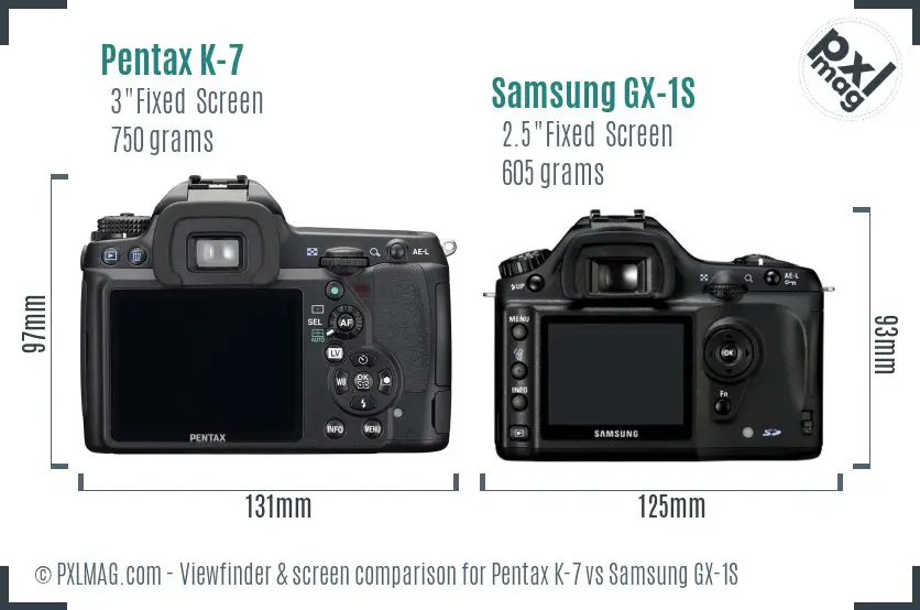 Pentax K-7 vs Samsung GX-1S Screen and Viewfinder comparison