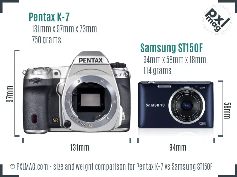 Pentax K-7 vs Samsung ST150F size comparison