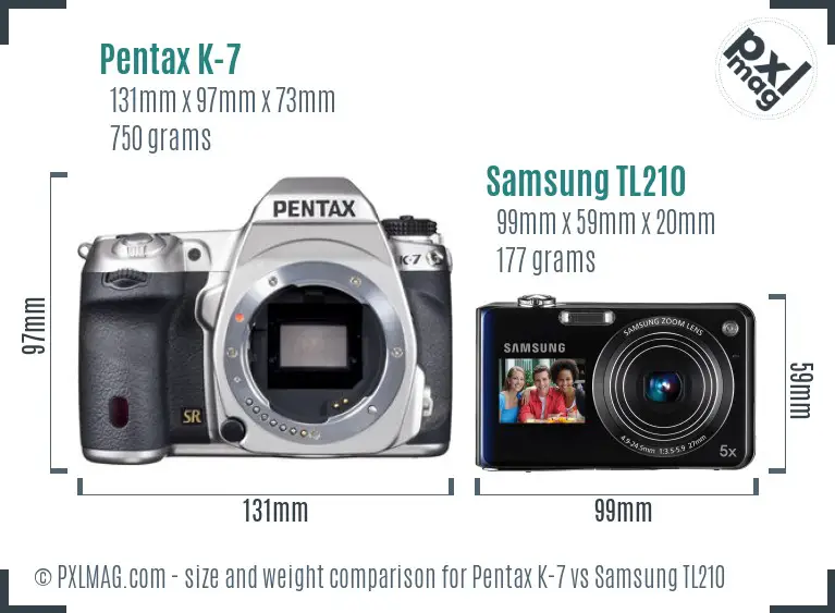 Pentax K-7 vs Samsung TL210 size comparison