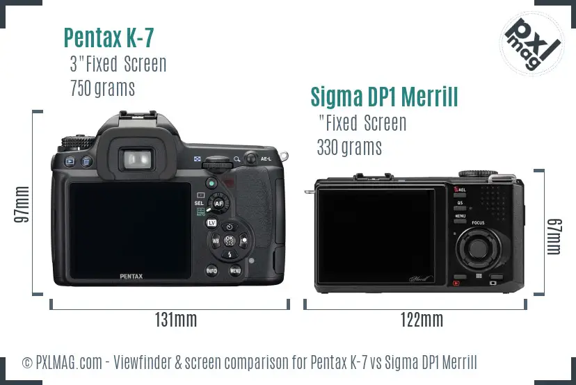 Pentax K-7 vs Sigma DP1 Merrill Screen and Viewfinder comparison