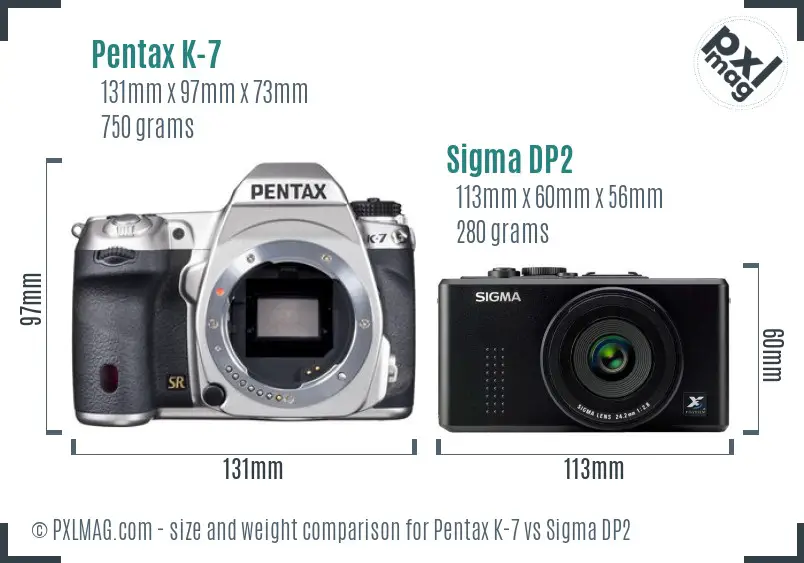 Pentax K-7 vs Sigma DP2 size comparison