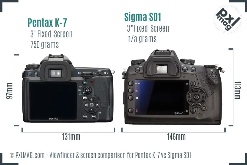Pentax K-7 vs Sigma SD1 Screen and Viewfinder comparison Pentax K-7 vs Sigma SD1 Screen and Viewfinder comparison