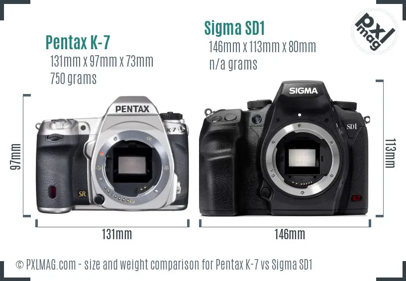 Pentax K-7 vs Sigma SD1 size comparison Pentax K-7 vs Sigma SD1 size comparison