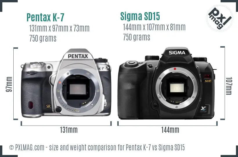 Pentax K-7 vs Sigma SD15 size comparison
