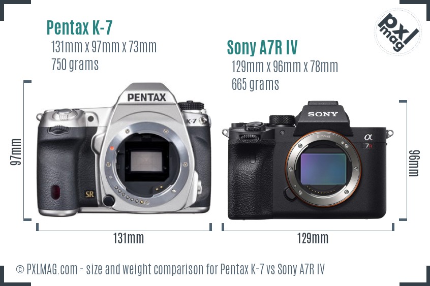Pentax K-7 vs Sony A7R IV size comparison Pentax K-7 vs Sony A7R IV size comparison