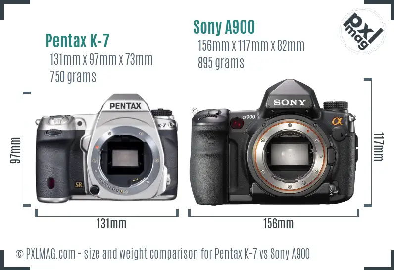 Pentax K-7 vs Sony A900 size comparison