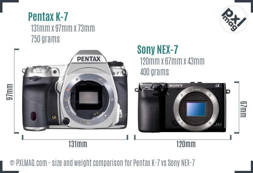 Pentax K-7 vs Sony NEX-7 size comparison