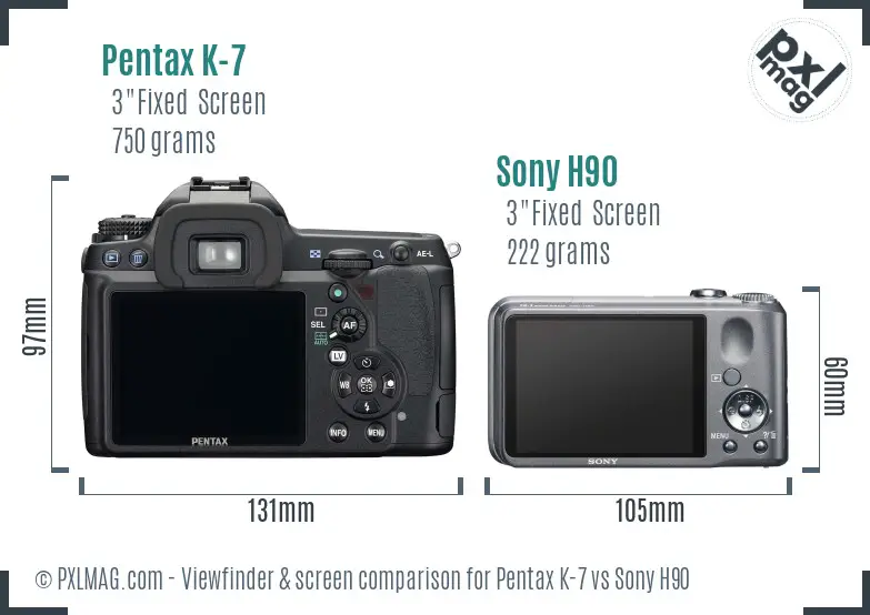 Pentax K-7 vs Sony H90 Screen and Viewfinder comparison
