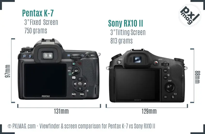 Pentax K-7 vs Sony RX10 II Screen and Viewfinder comparison Pentax K-7 vs Sony RX10 II Screen and Viewfinder comparison