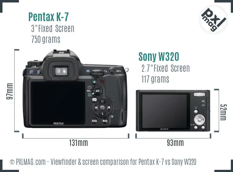 Pentax K-7 vs Sony W320 Screen and Viewfinder comparison Pentax K-7 vs Sony W320 Screen and Viewfinder comparison