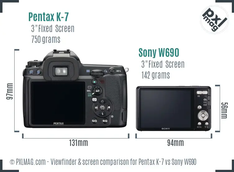 Pentax K-7 vs Sony W690 Screen and Viewfinder comparison Pentax K-7 vs Sony W690 Screen and Viewfinder comparison