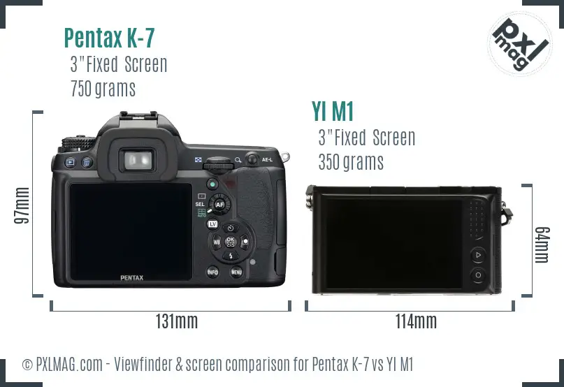 Pentax K-7 vs YI M1 Screen and Viewfinder comparison