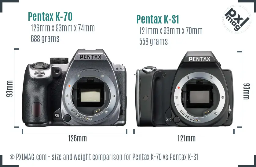 Pentax K-70 vs Pentax K-S1 size comparison