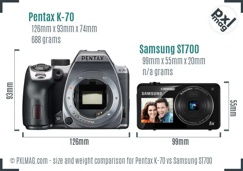 Pentax K-70 vs Samsung ST700 size comparison