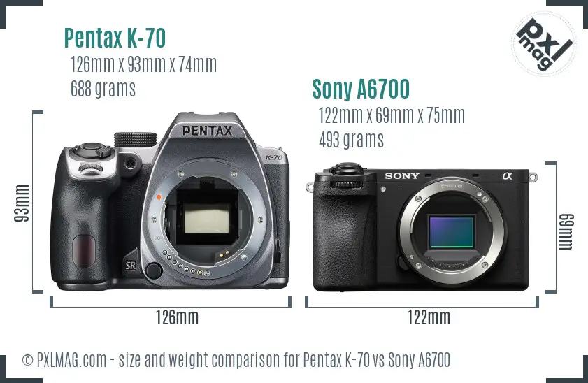 Pentax K-70 vs Sony A6700 size comparison Pentax K-70 vs Sony A6700 size comparison