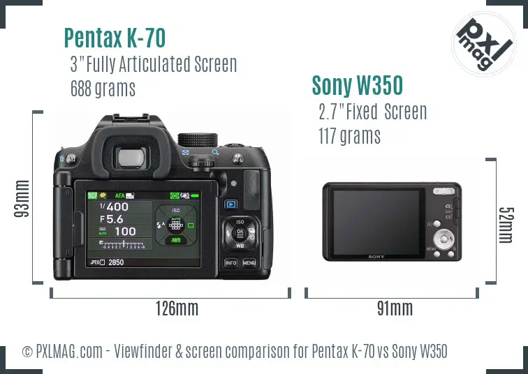 Pentax K-70 vs Sony W350 Screen and Viewfinder comparison Pentax K-70 vs Sony W350 Screen and Viewfinder comparison