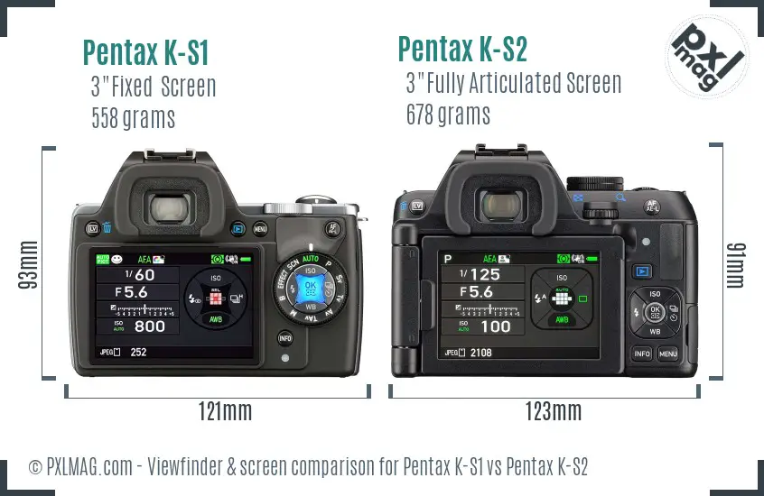 Pentax K-S1 vs Pentax K-S2 Screen and Viewfinder comparison
