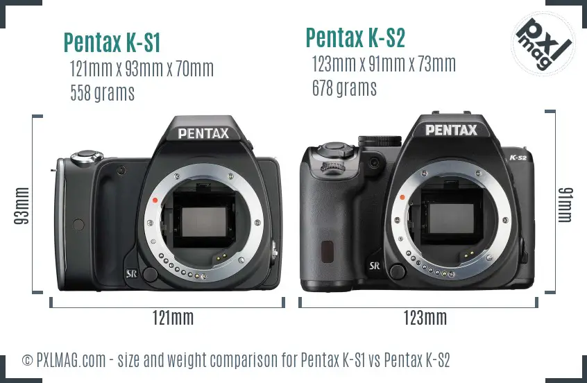 Pentax K-S1 vs Pentax K-S2 size comparison