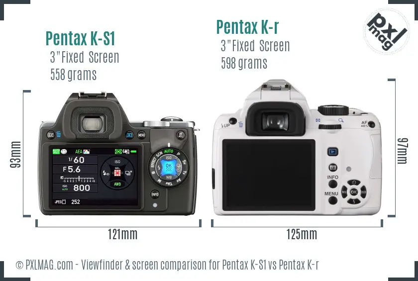 Pentax K-S1 vs Pentax K-r Screen and Viewfinder comparison