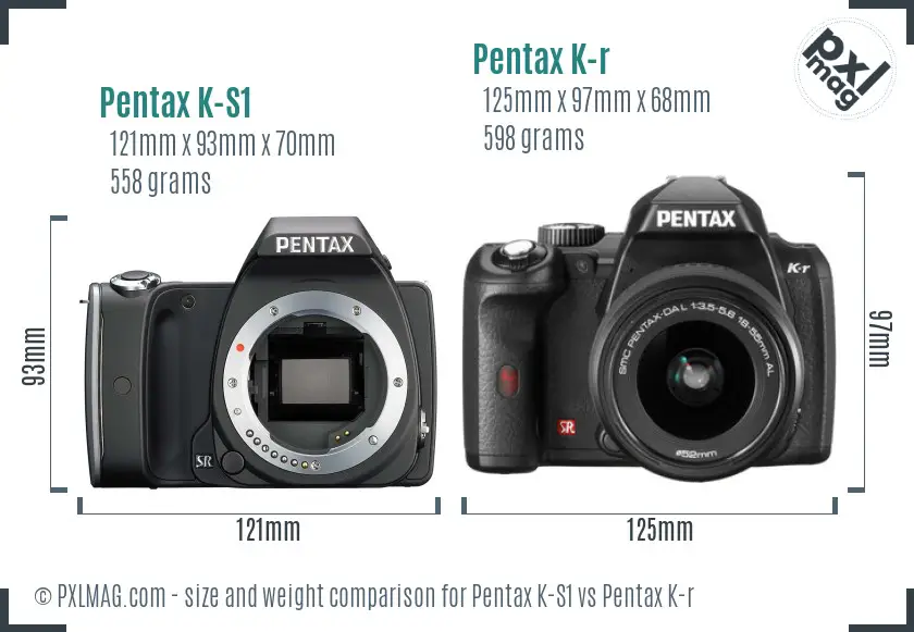 Pentax K-S1 vs Pentax K-r size comparison