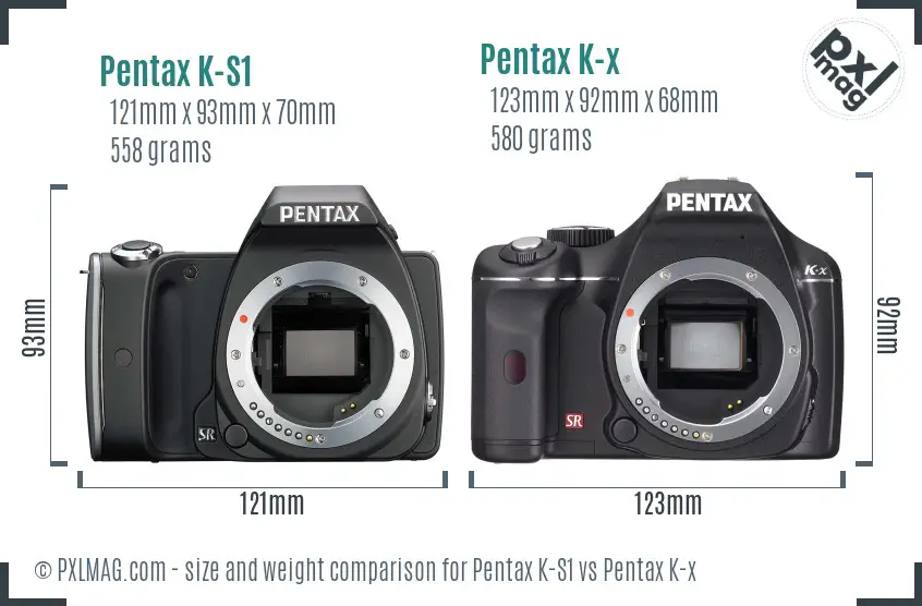 Pentax K-S1 vs Pentax K-x size comparison