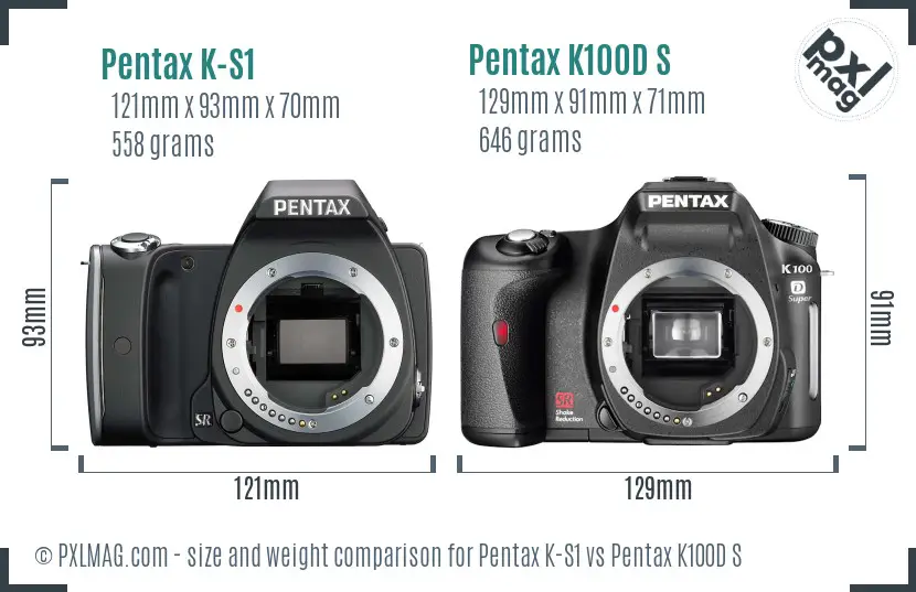 Pentax K-S1 vs Pentax K100D S size comparison