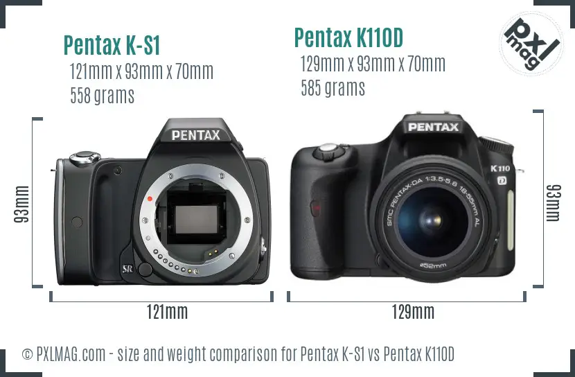 Pentax K-S1 vs Pentax K110D size comparison