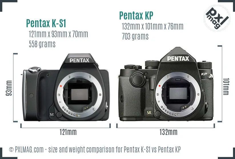 Pentax K-S1 vs Pentax KP size comparison