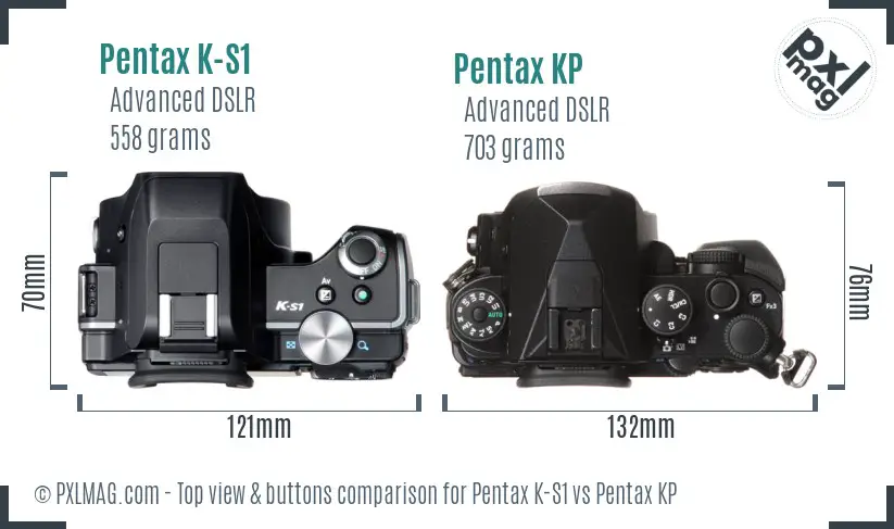 Pentax K-S1 vs Pentax KP top view buttons comparison