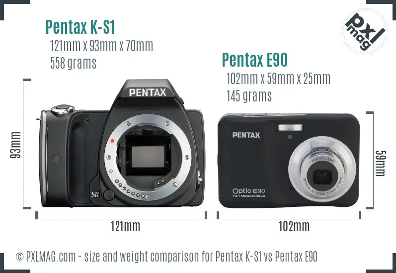 Pentax K-S1 vs Pentax E90 size comparison