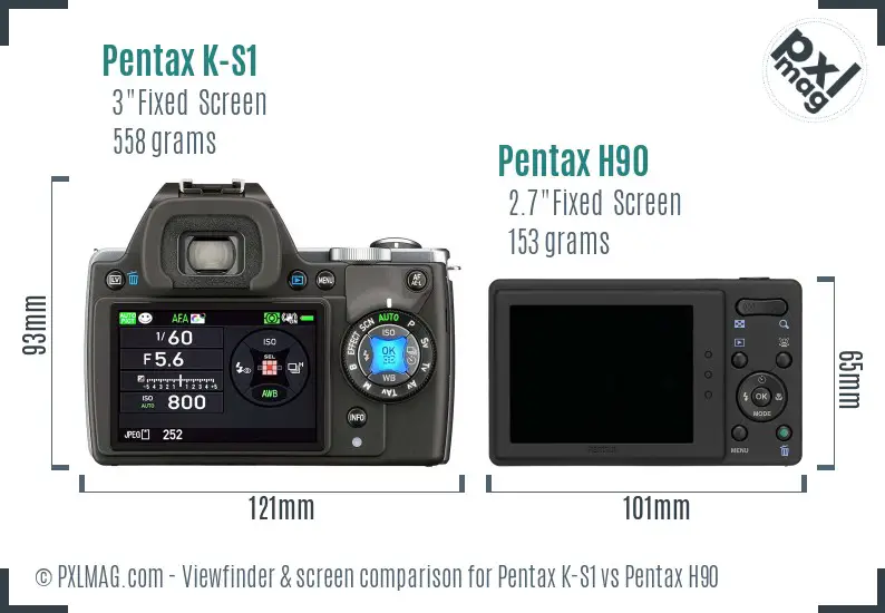 Pentax K-S1 vs Pentax H90 Screen and Viewfinder comparison