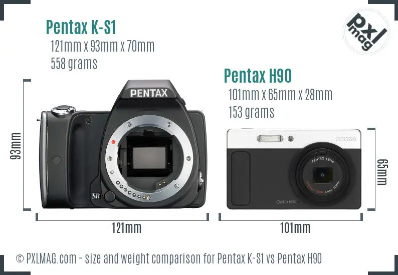Pentax K-S1 vs Pentax H90 size comparison