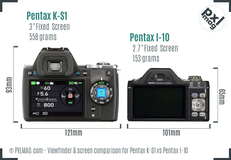 Pentax K-S1 vs Pentax I-10 Screen and Viewfinder comparison