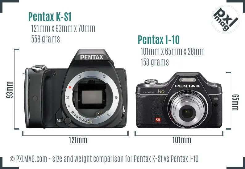 Pentax K-S1 vs Pentax I-10 size comparison
