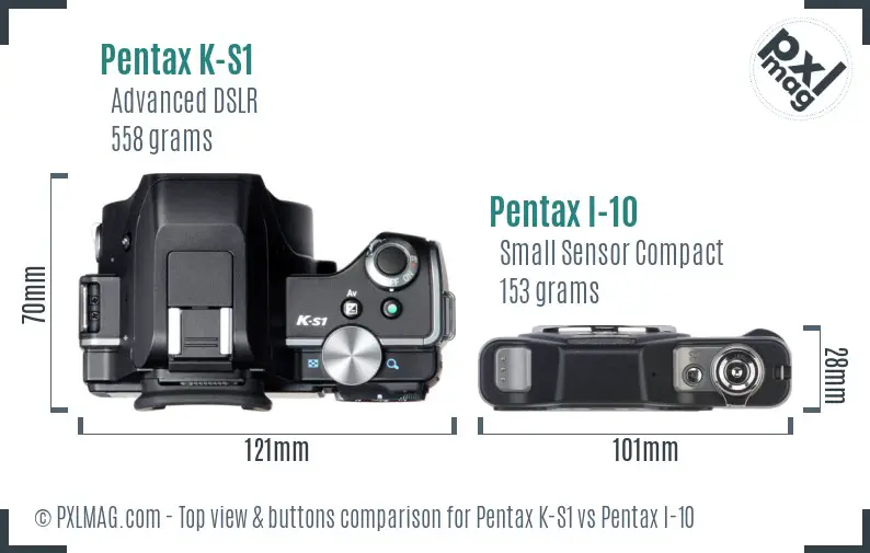 Pentax K-S1 vs Pentax I-10 top view buttons comparison