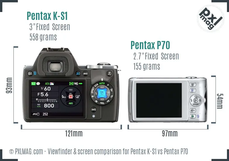 Pentax K-S1 vs Pentax P70 Screen and Viewfinder comparison