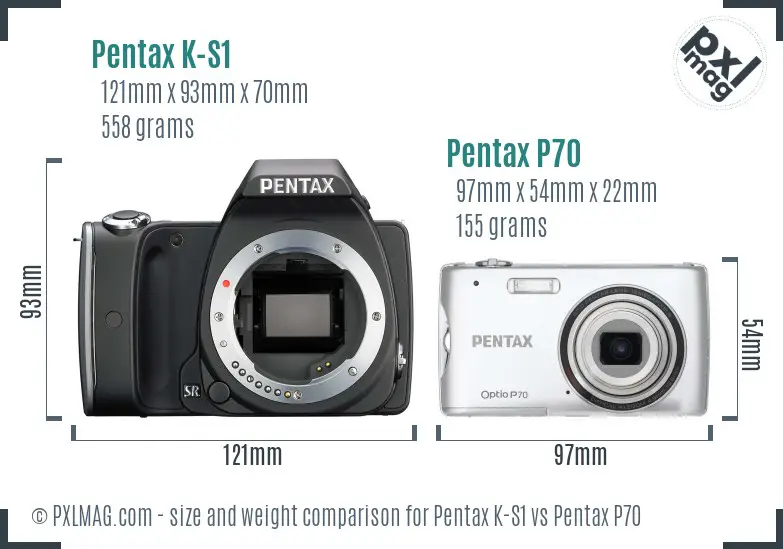Pentax K-S1 vs Pentax P70 size comparison